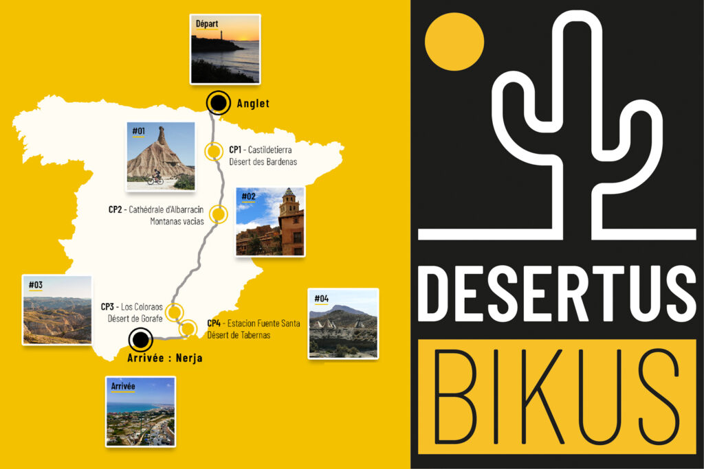 Desertus Bikus enduroad ultra cycling event gravel road spain desert logo map