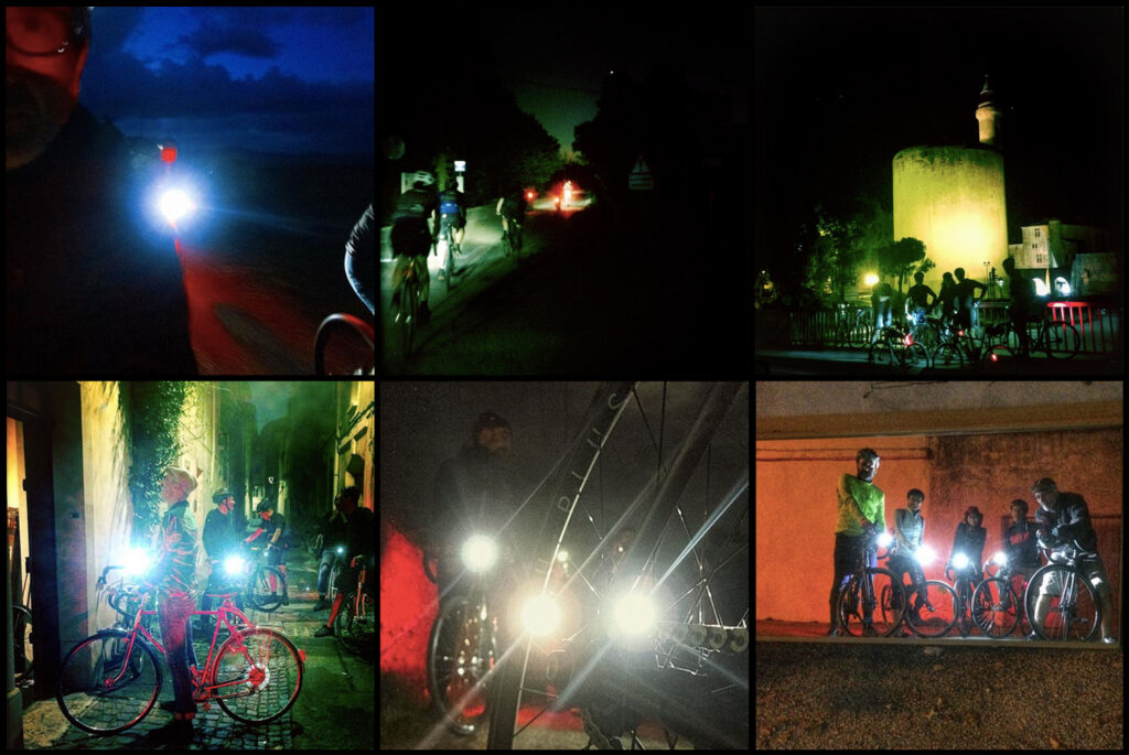 night ride fixed gear cycling group