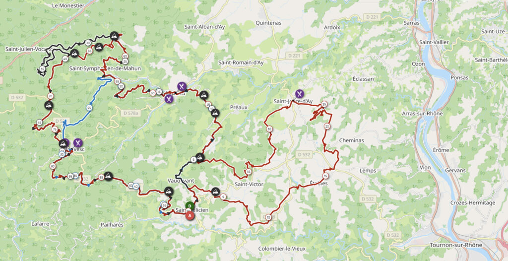 parcours gravel Ardéchoise 2024 map Openrunner