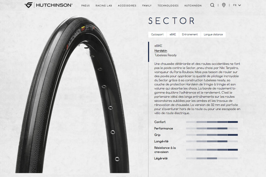 Hutchinson Sector endurance allroad cycling tyre tire web page