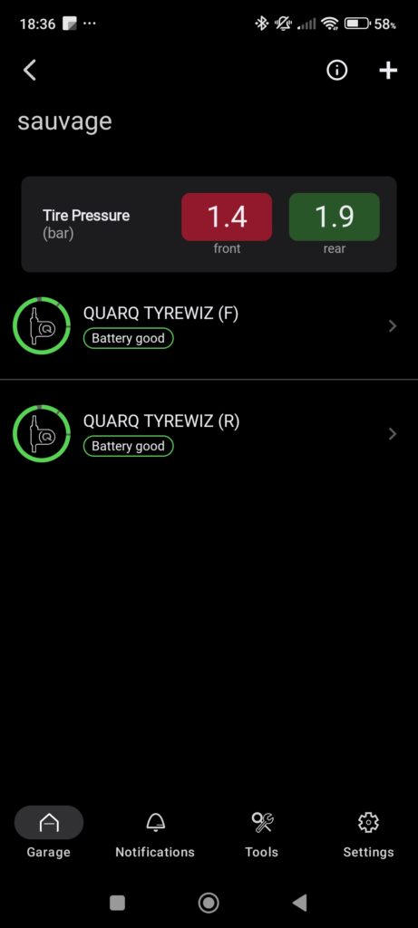 Valve connectée SRAM Quarq TyreWiz ; App SRAM Axs