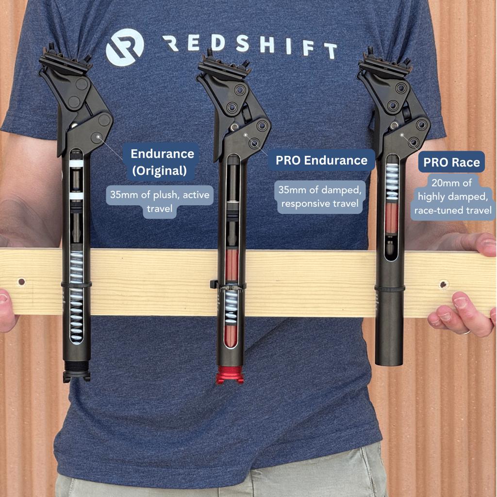 La gamme compte trois tiges de selle Redshift